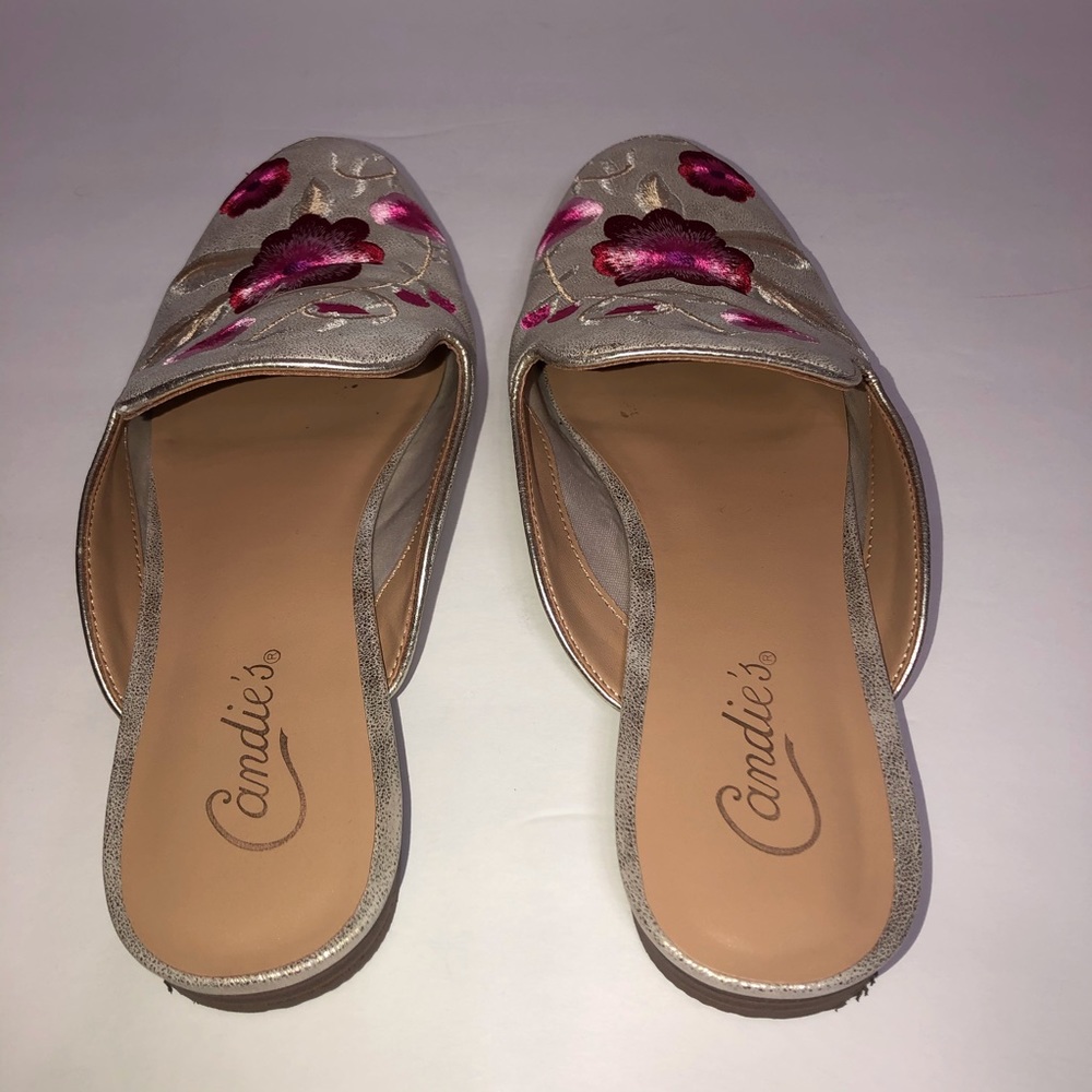 Candie's Bokchoy Embroidered Floral Mules Sz 8.5 - Picture 5 of 6